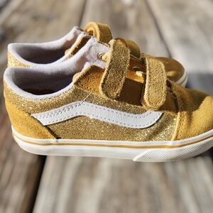 Toddler Size 10 Gold Glitter Van Sneakers